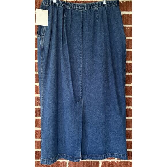 Stonebridge Denim Wrap Skirt Faux Suede Trim with Pockets Size 16W NWT - Picture 2 of 4